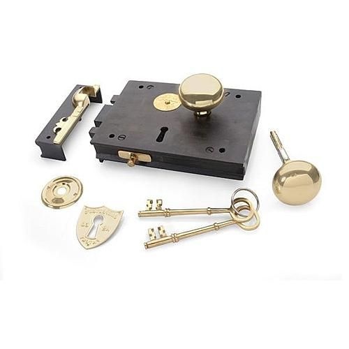 Restorers Carpenter's Rim Lock Set with Knobs – Black