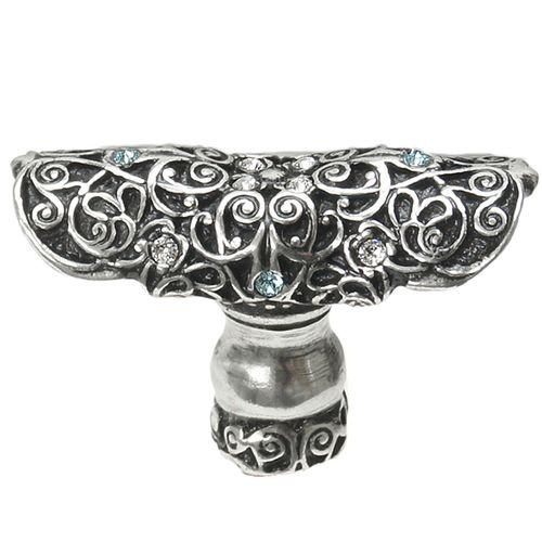 Carpe Diem Monticello Oblong Knob Clear and Aquamarine Swarovski