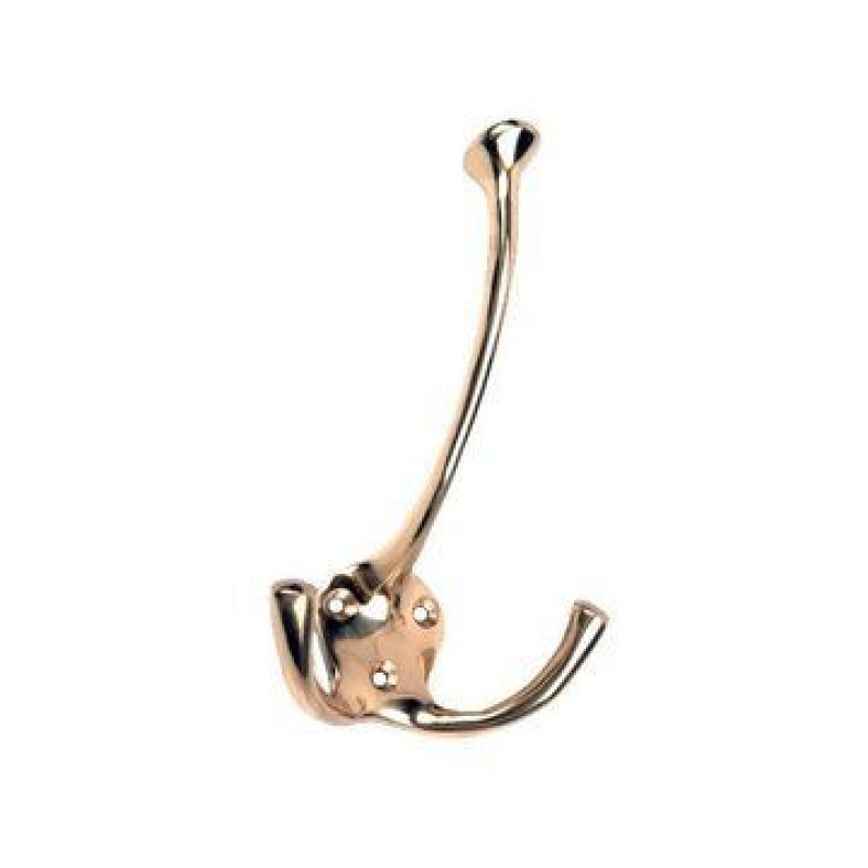 Restorers Solid Brass Triple Decorative Coat Hat Hook