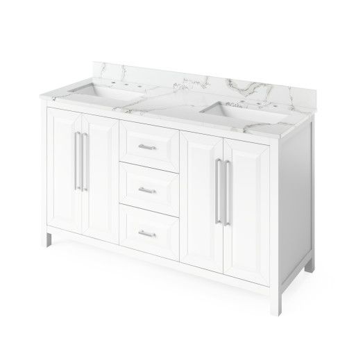 Jeffrey Alexander White Cade Double Vanity & Calacatta Quartz