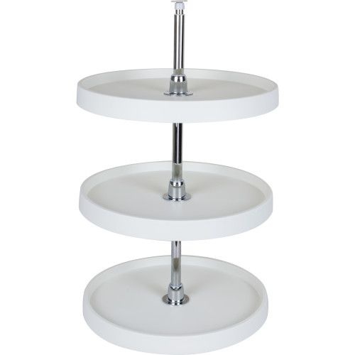 Hardware Resources Round Three Shelf Plastic Lazy Susan Set - Chrome