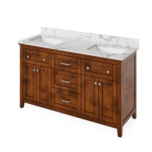 Jeffrey Alexander Chocolate Chatham Double Vanity & Calacatta Quartz