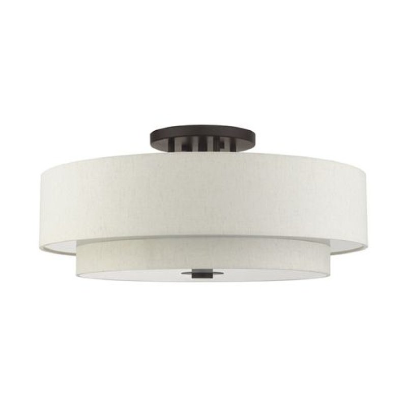 Livex Lighting Monroe 6-Light Tall 30 Inch Semi-Flush Ceiling Light