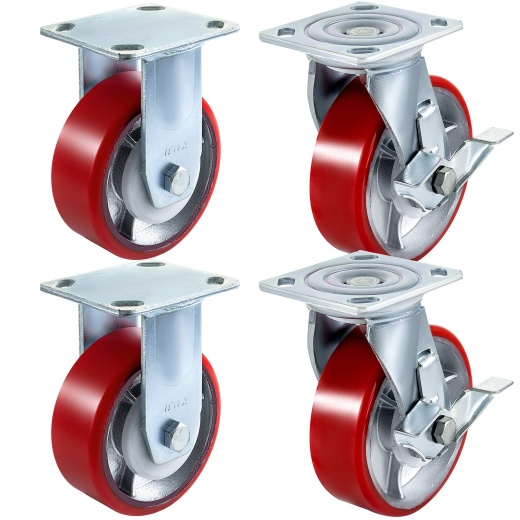 Vevor 4 Pack 6 X 2 Inch Caster Wheels with Side Brake