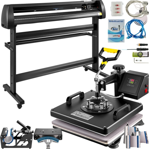 8 In 1 Heat Press 15"X15" Sublimation Machine + 53" Vinyl Cutter/Plotter Cutting