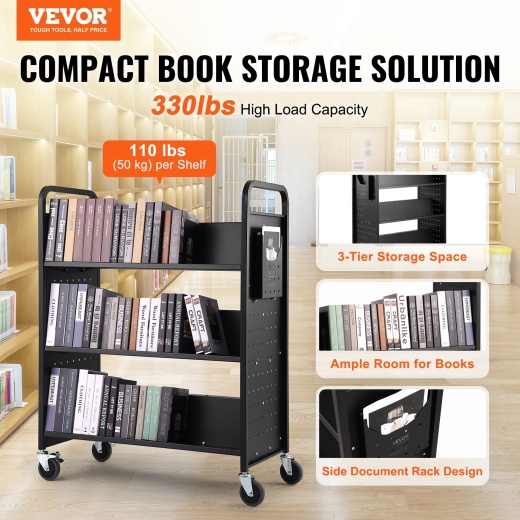 Vevor Book Cart - 330 Lbs Library Cart
