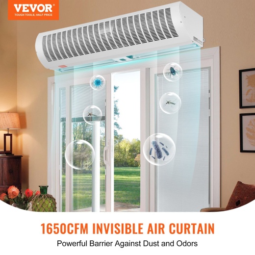 Vevor 48" Commercial Indoor Air Curtain - Super Power 2 Speeds 1650CFM