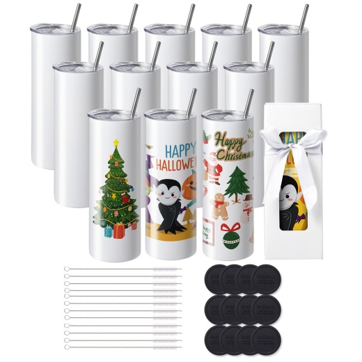 Vevor 12 Pack Sublimation Tumblers 20Oz Skinny Straight
