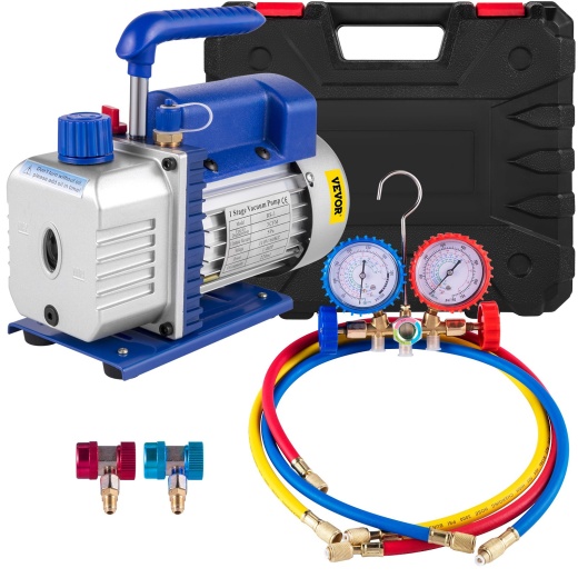 Vevor 3CFM 1/4HP Single Stage Air Vacuum Pump HVAC Refrigeration Kit