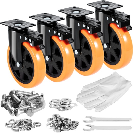 Vevor Caster Wheels - 6-Inch Swivel Plate Casters with Security Locking