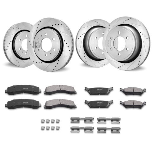 Vevor Drilled Slotted Front & Rear Brake Rotors Pads Kit for Ford F-150 (2012-2020)