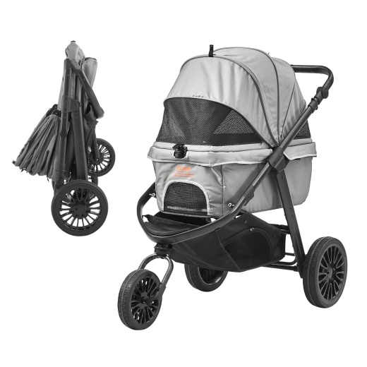 Vevor Pet Stroller - 3 Pu Wheels Dog Stroller Rotate With Brakes