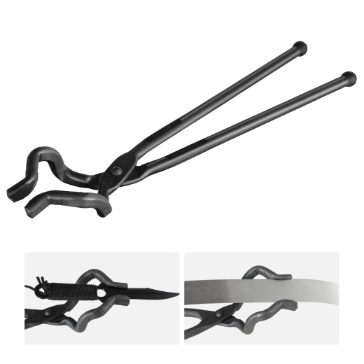 Vevor Blacksmith Tongs - 18” Z V-Bit Tongs for Knife Blades, Long Pieces, and Circular Forgings
