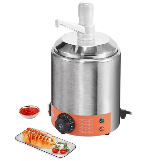 Electric Cheese Dispenser with Pump, 2.3 Qt Commercial Hot Fudge Warmer