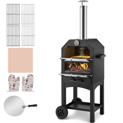 Vevor 12" Outdoor Pizza Oven Portable Wood Pellet Pizza Oven Baked Paint Camping