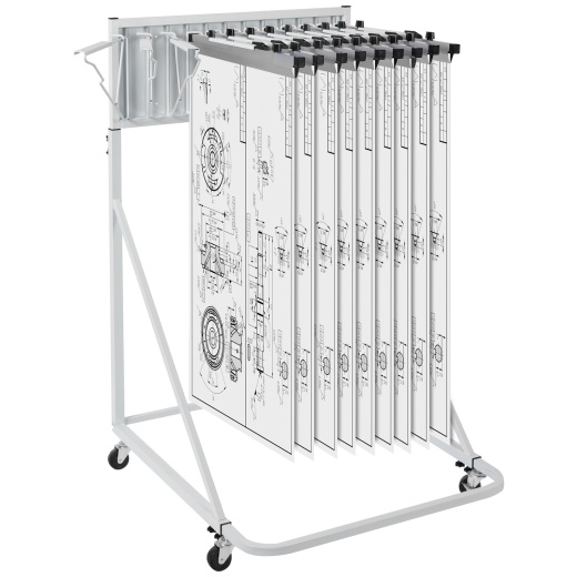 Vevor Mobile Blueprint Storage Rack Plan Holder with 12 Pivot Brackets - 240 lbs Capacity