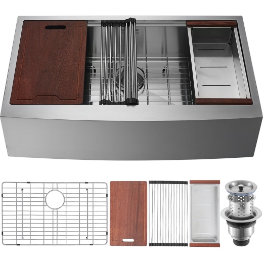 Vevor Farmhouse Kitchen Sink: 304 Stainless Steel Drop-In Sink for Your Home