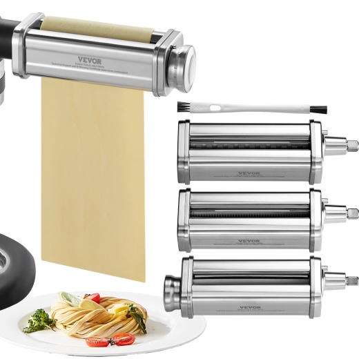 Vevor Pasta Attachment for Kitchenaid Stand Mixer - Stainless Steel Pasta Roller Cutter Set
