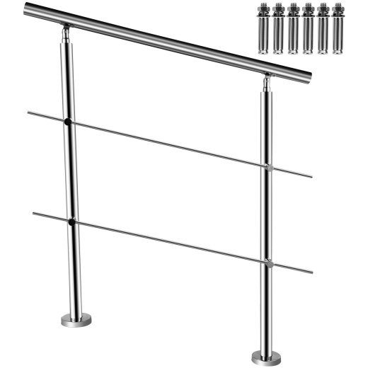 Vevor Stainless Steel Stair Handrail with 2 Cross Bars