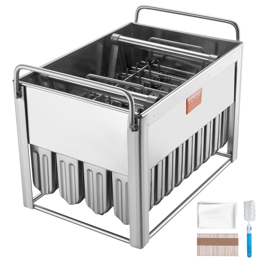 Vevor Commercial Popsicle Molds - 40Pcs Round-Head Ice Pop Molds with Double Slot