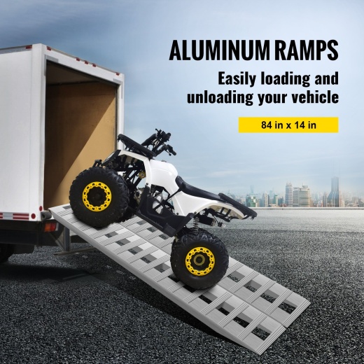 Vevor 84*14*2.5 Inch Aluminum Ramps - 6000Lbs Capacity Car Trailer Truck Atv Ramps 1 Pair 2 Ramps