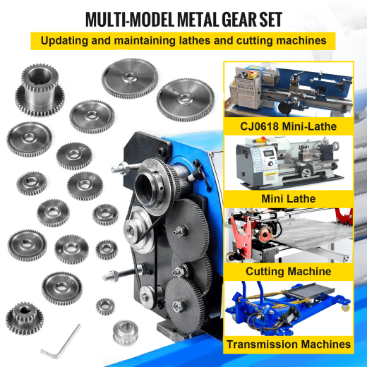 Vevor 17Pcs/Set CJ0618 Lathe Mini Lathe Gears Kit