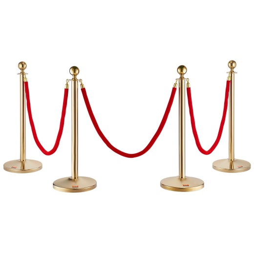 Vevor Stanchion Post with Velvet Rope, 4-Pack Crowd Control Stanchion