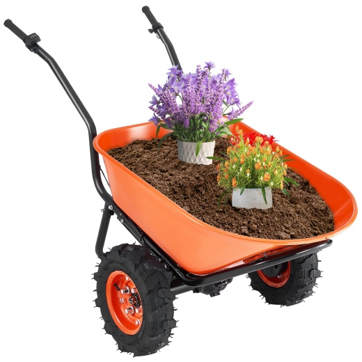 Vevor Electric Wheelbarrow Cart One Wheel 7 Cu Ft Powered Dump Cart 573 Lbs