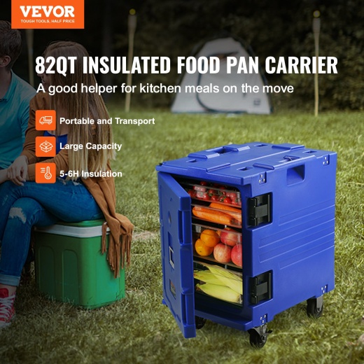 Vevor Insulated Food Pan Carrier, 82 QT Hot Box For Catering
