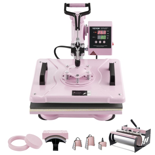 Vevor Heat Press Machine 12X15 In 8 In 1 With 30Oz Tumbler Press T-Shirts Pink