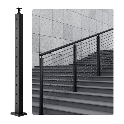Vevor Cable Railing Post, 36" x 2" x 2" Steel 30° Angled Hole Stair Railing Post