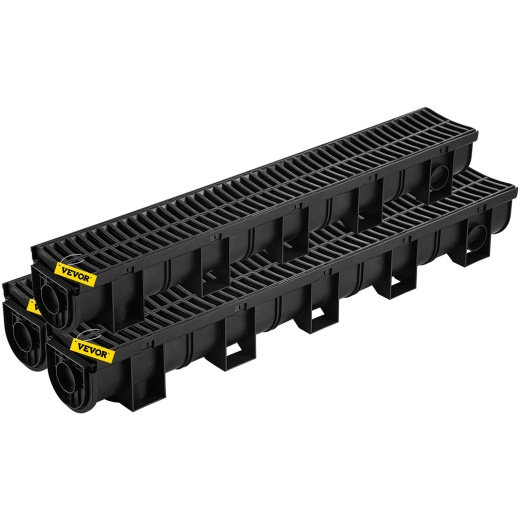 Vevor Trench Drain System - 5.8X5.2X39.4-Inch HDPE Drainage Channel