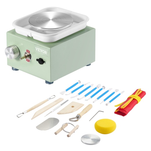 Vevor Mini Pottery Wheel Electric Ceramic Wheel Machine 0-320Rpm Speed Green