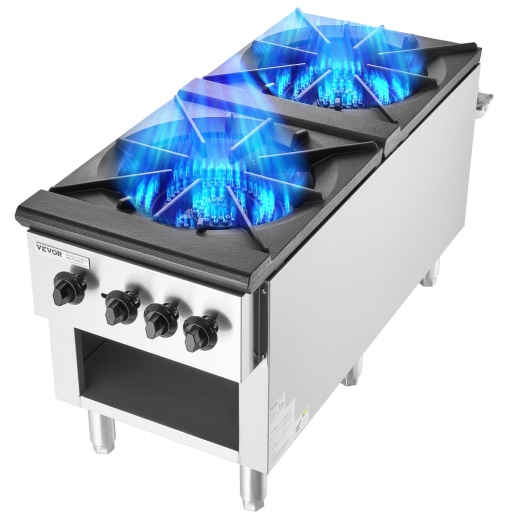 Vevor Commercial Gas Range Stove 2 Burners Countertop Cooking Hot Plate Kitchen