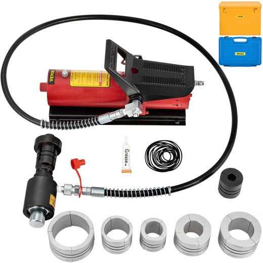 Vevor Hydraulic Exhaust Pipe Expander - 1-5/8" to 4-1/4" Size, 10 T Pedal Pump Included With 4 Dies, 2 Storage Cases