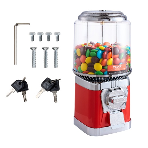 Vevor 16"H Gumball Machine Vending Coin Bank Vintage Candy Dispenser PC Red