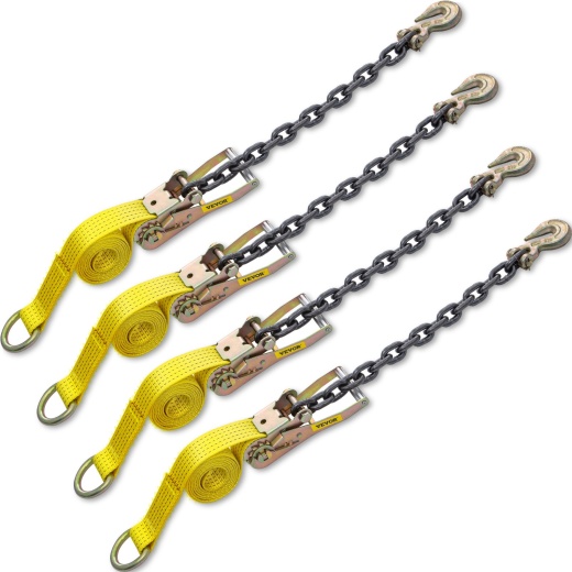 Vevor Ratchet Tie Down Straps - 2inch x 9.8ft Heavy Duty Ratchet Straps with 11.8inch Chain Anchors