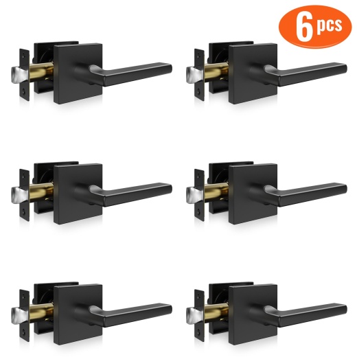 Vevor Passage Door Handle, 6 Pack Matte Black Door Lever, Left or Right Handing Reversible Lever Non-Locking