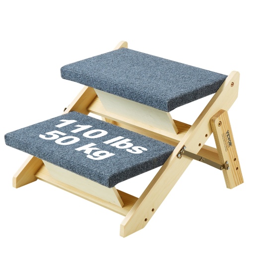 Vevor Wood Pet Stairs/Pet Steps, 2-In-1 Foldable Wooden Dog Stair For Beds, Sofa And Cars