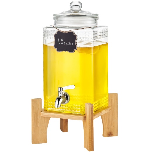 Vevor Beverage Dispenser - 1.5 Gallon Glass Drink Dispenser