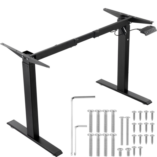 Vevor Standing Desk Frame, Adjustable 27.6-46.1 Inch Height & 35.4-53.2 Inch Length Electric Stand Up Computer Desk Legs, Ergonomic Diy Workstation Base For Home And Office (Black Frame Only)