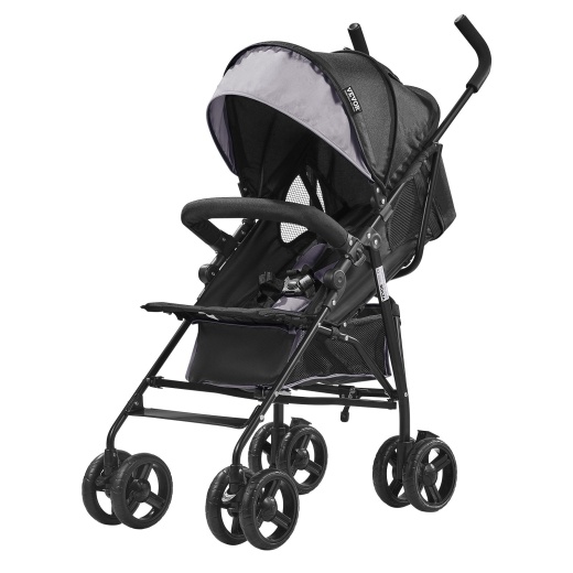 Vevor Lightweight Stroller Compact Easy Fold Adjustable Backrest Light Gray/Black