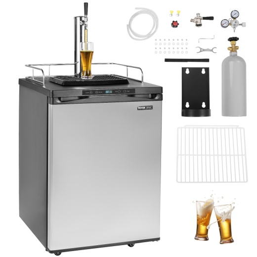 Vevor Beer Kegerator Draft Beer Dispenser Full Size Keg Refrigerator Single Tap
