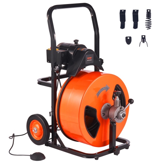 Vevor Drain Cleaning Machine 100FT x 3/4 Inch, Sewer Snake Machine Auto Feed