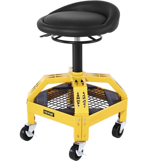 Vevor Rolling Garage Stool - 300Lbs Capacity, Adjustable Height, and Swivel Wheels