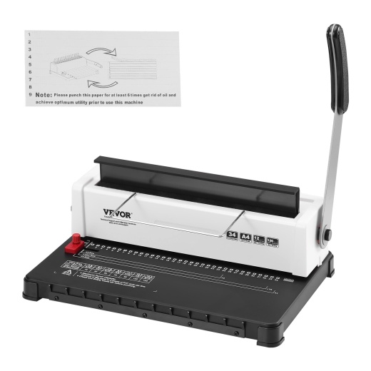 Vevor Coil Spiral Binding Machine, Manual Book Maker 34-Holes Binding 120 Sheets, Adjustable Side Margin, For Letter Size, A4, A5
