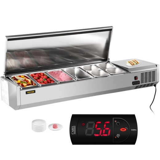 Vevor Refrigerated Condiment Prep Station - 60-Inch Salad/Sandwich Prep Table