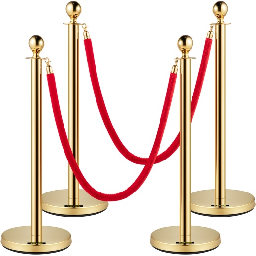 Vevor Velvet Ropes And Posts - 4 Pack Crowd Control Barrier Set