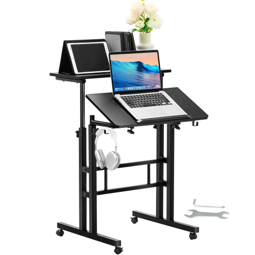 Vevor Mobile Standing Desk - Height Adjustable Sit-Stand Workstation