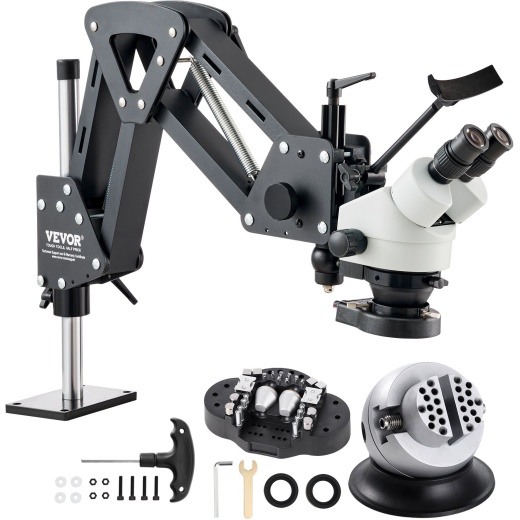 Vevor Multi-Directional Microscope Spring Bracket Ball Vise Ring Light 7X-45x